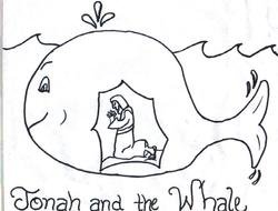 Small Black and White Bible Whale Coloring Pages drawing