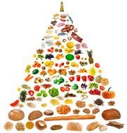drawing of triangular pile of food