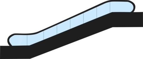 black and blue Escalator, drawing