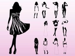 Clip art of Fashion Model silhouettes