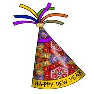 Happy New Year colorful party hat clipart