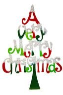 A Very Merry Christmas wishes in shape of fir tree