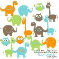 clipart with dinosaurs and owls
