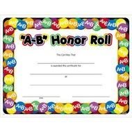 A B Honor Roll Certificate Template