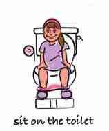Cartoon Potty Training Make Sure Toilet Is
