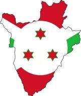 drawn Burundi Flag on a map