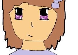 computer-drawn portrait of a girl with purple eyes