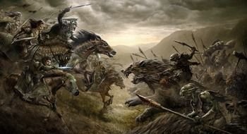 a picturesque image of the battle from the work of The Lord of the Rings