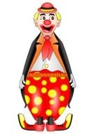 drawn clown in polka dot pants