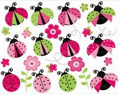 Pink And Green Ladybug Clip Art N2
