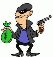 drawn criminal with gun