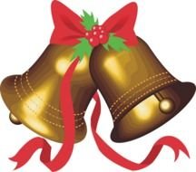painted copper bells with a red bow
