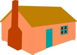 orange house with chimney