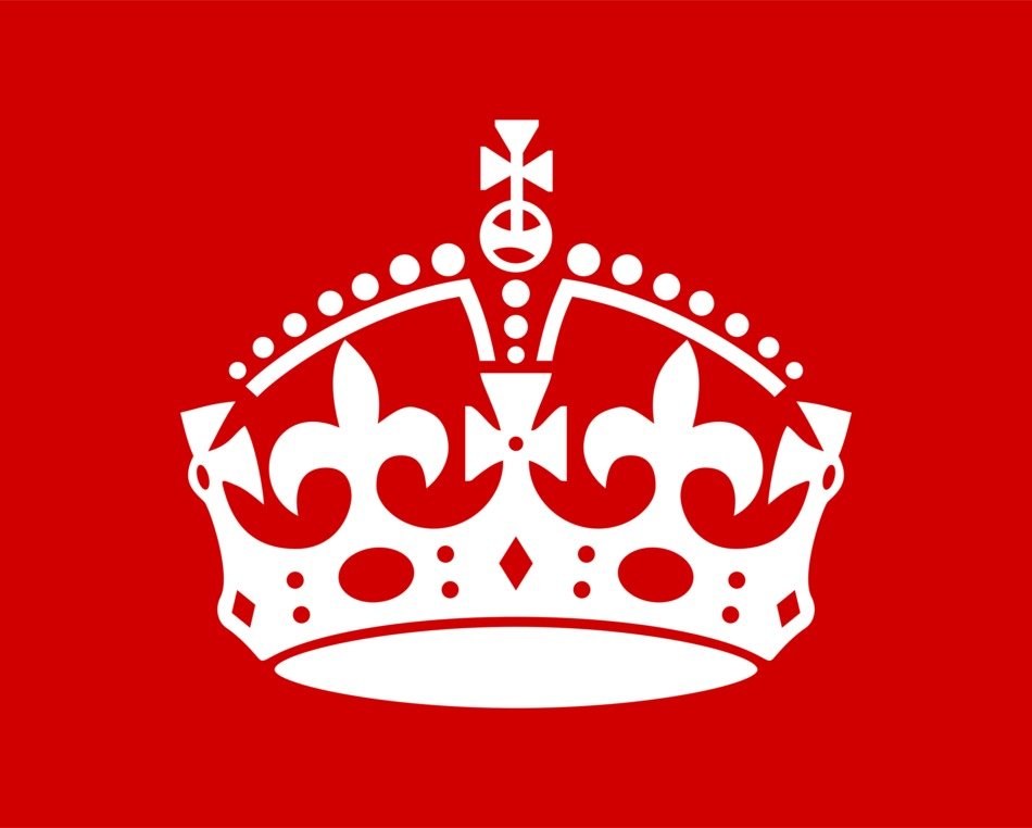 white Crown at red background, drawing