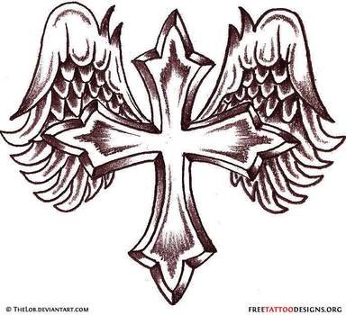 Crosses With Wings Tattoo