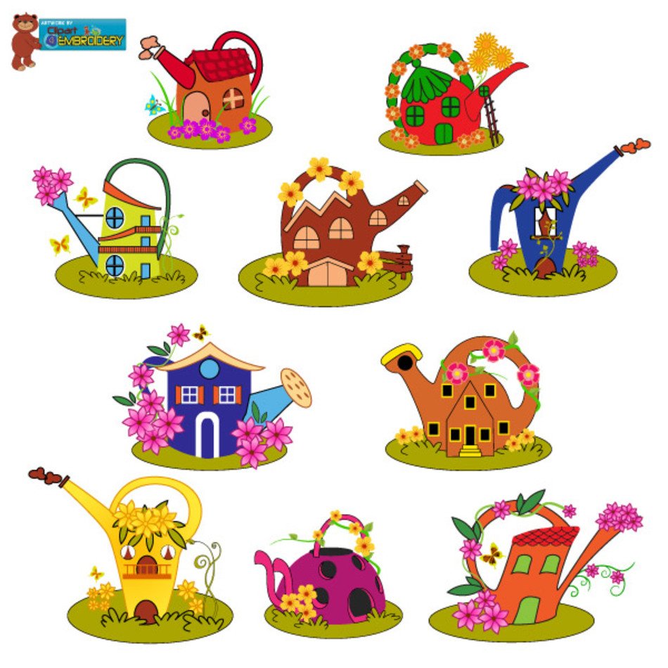 Can Watering Flowers Clip Art N5