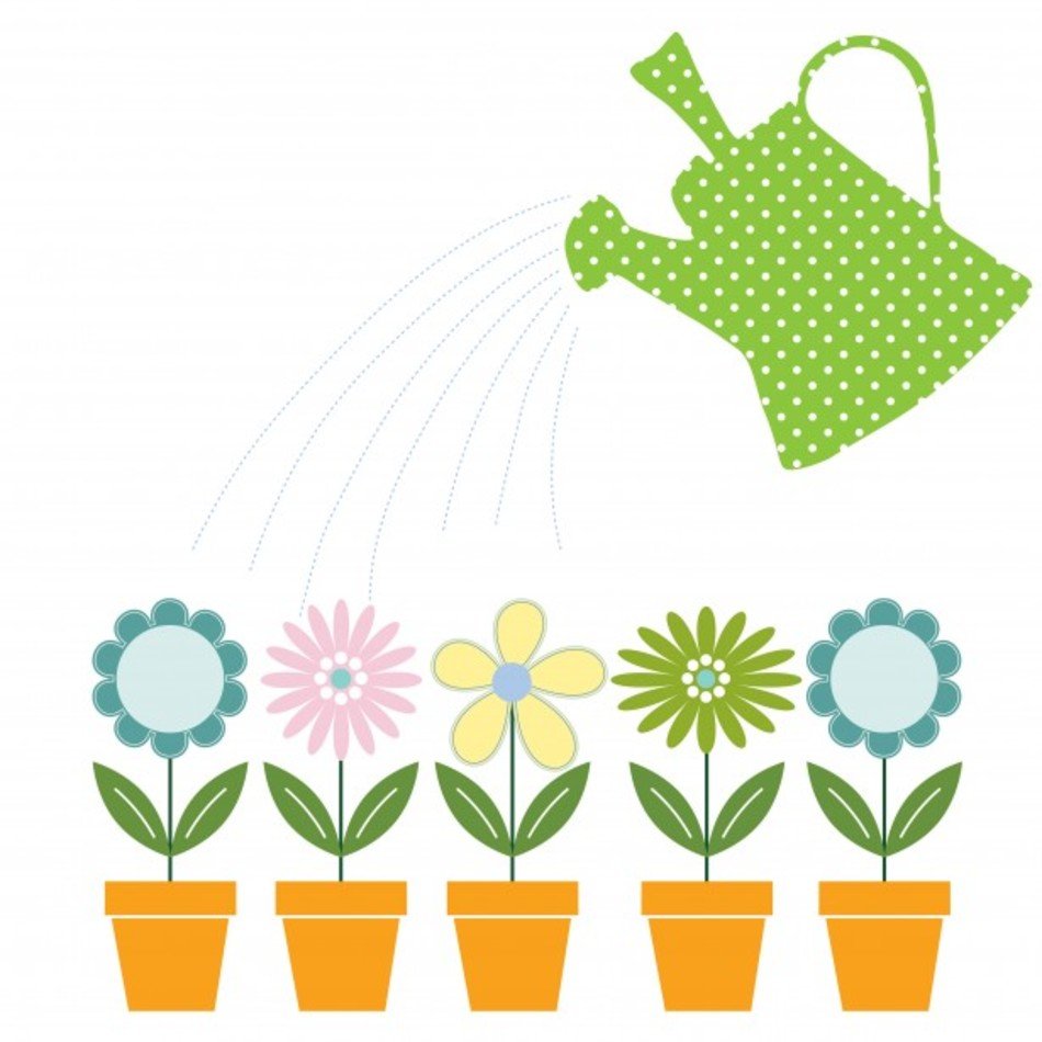 Can Watering Flowers Clip Art N6