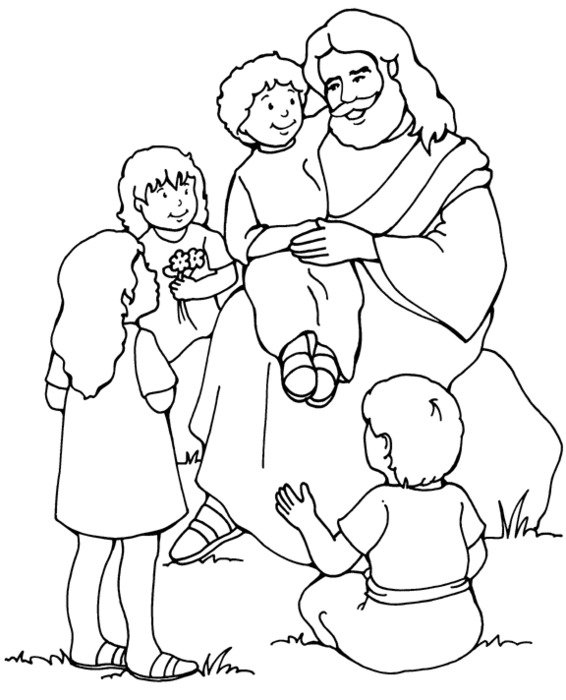 Jesus Loves The Children Coloring Page