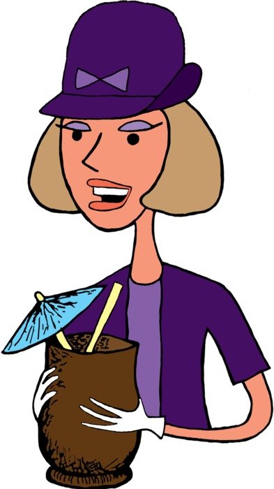 lady with a cocktail as a picture for clipart