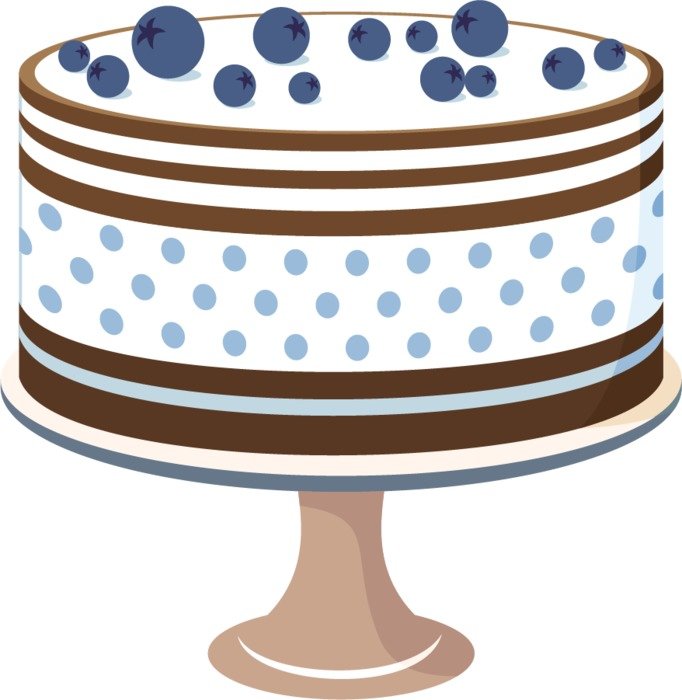 painted cake with blueberries