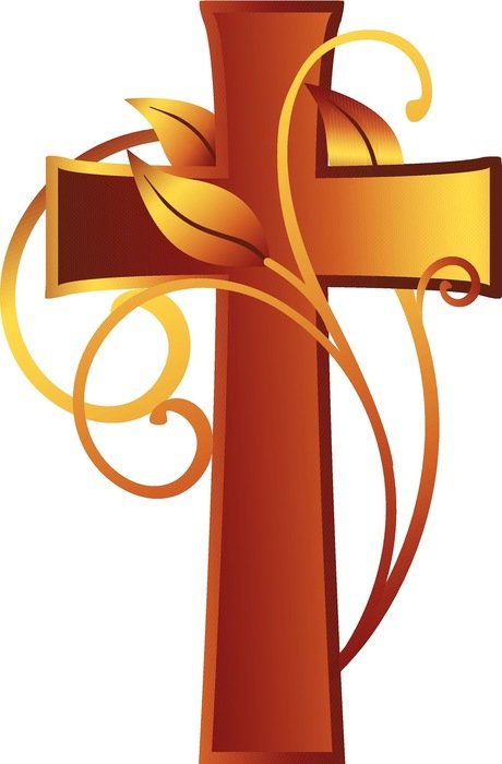 Christian cross and plant