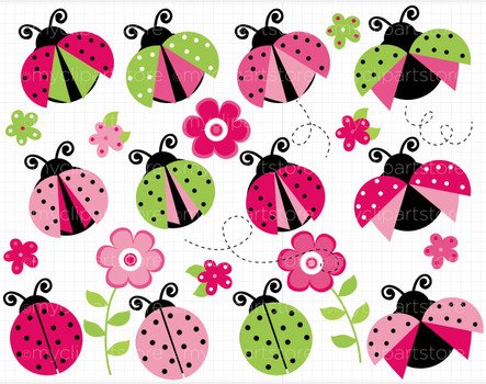 Pink And Green Ladybug Clip Art N2