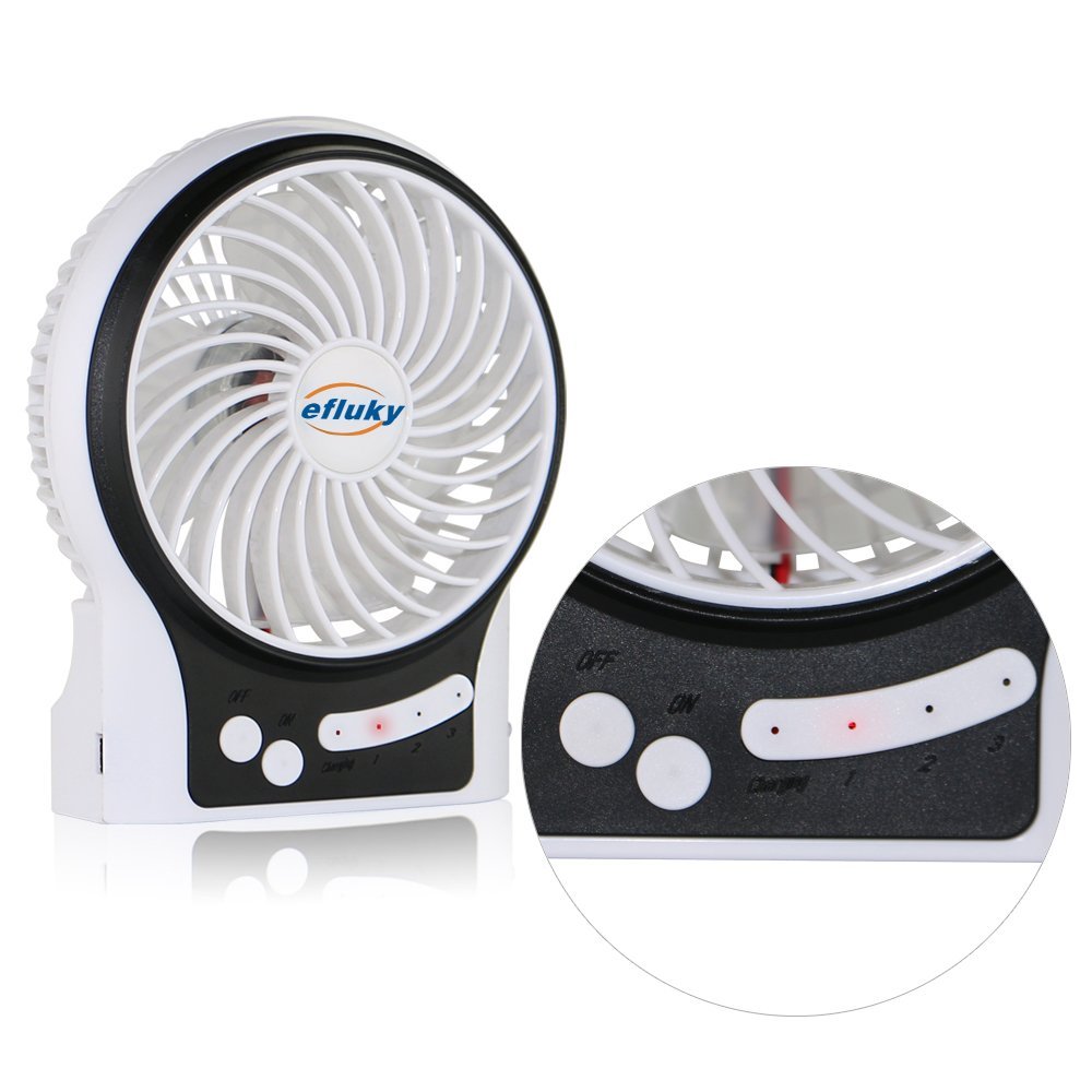 Efluky Mini Usb Speeds Rechargeable Portable Table Fan Inch