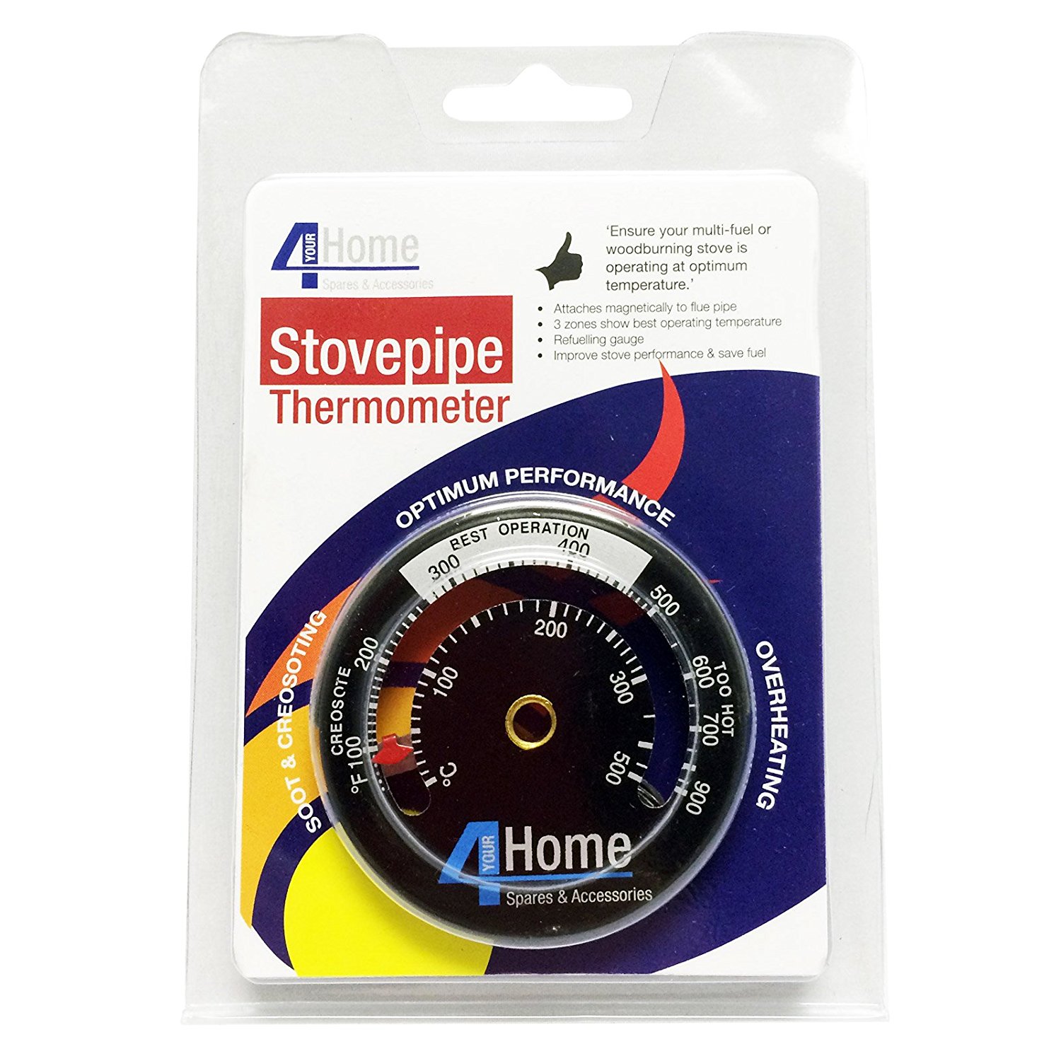 Wood Log Burning Stove Flue Pipe Burn Indicator Gauge
