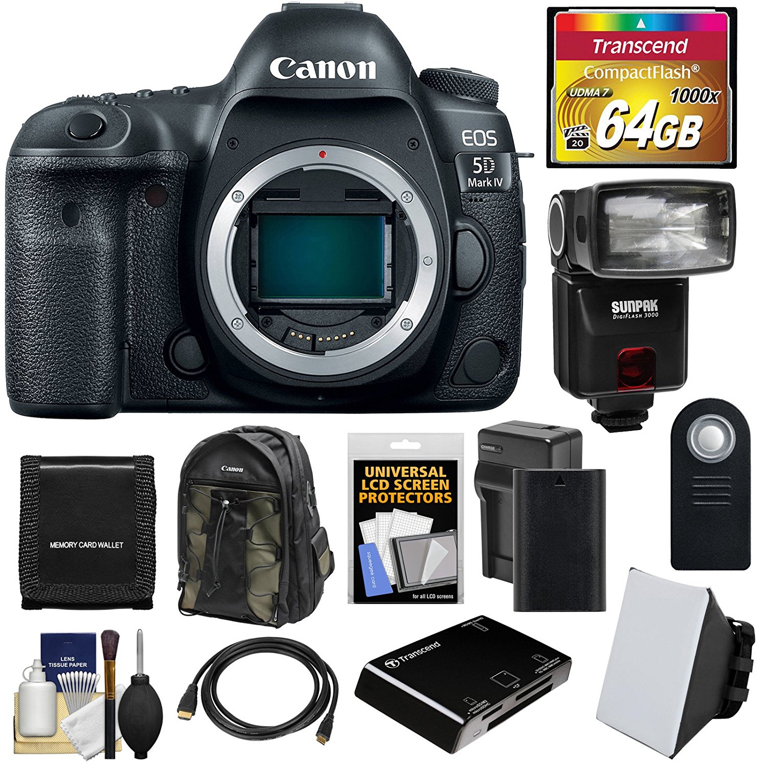 Canon EOS 5D Mark IV 4K WiFi Digital SLR Camera Body with 64GB CF Card