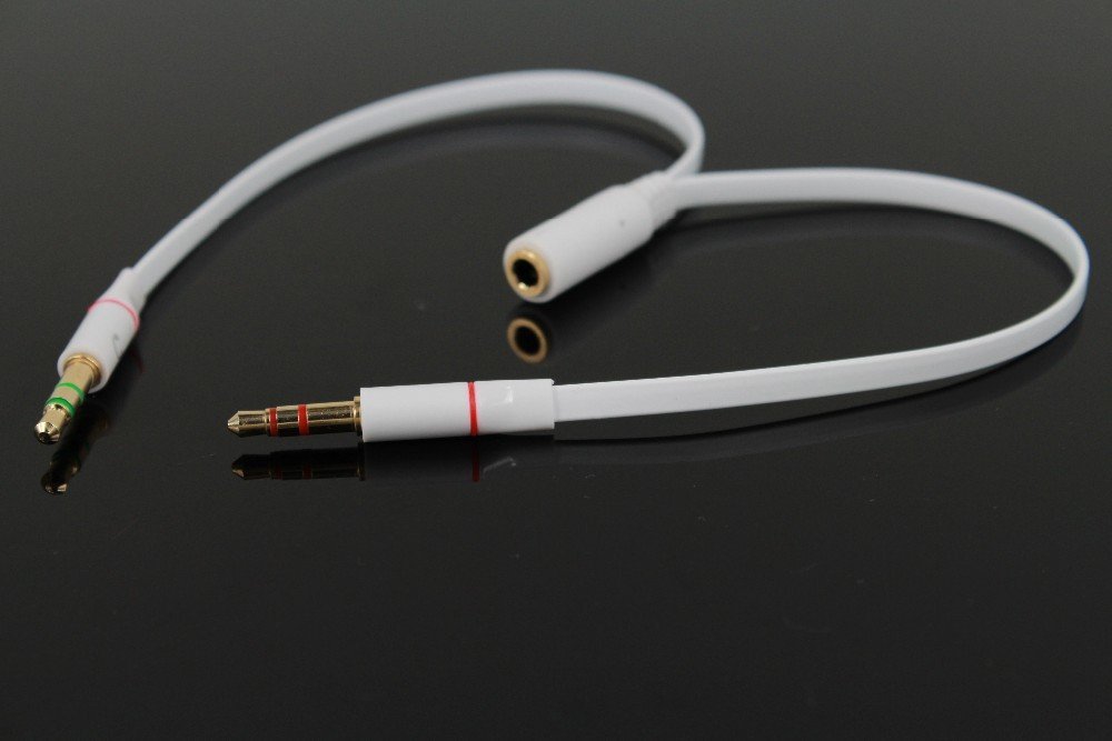 Httx 35mm Female To 2 Male Gold Plated Headphone Mic Audio Y Splitter Flat Cable Black 2 