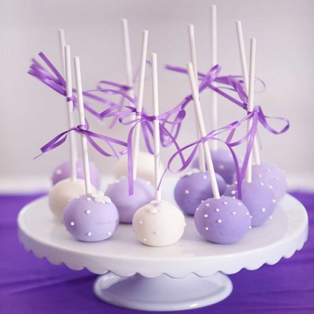 Lautechco 100pcs Mini Cake Pop Lollipop Cookie Stick White Color Food ...