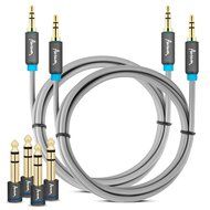 Aurum Cables Male to Male 3.5mm Universal 24K Gold Plated Auxiliary Audio Stereo Cable with 4 6.35mm Male to 3.5mm... N20