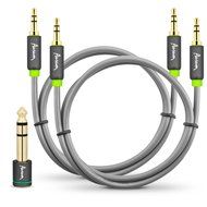 Aurum Cables Male to Male 3.5mm Universal 24K Gold Plated Auxiliary Audio Stereo Cable with 4 6.35mm Male to 3.5mm... N21