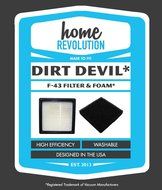 Dirt Devil F43 Home Revolution Brand Replacement Filter and Foam; Made To Fit Dirt Devil EasyLite Cyclonic Vacuum... N3
