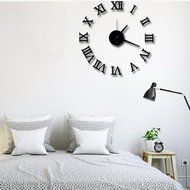 MuLuo DIY Acrylic mirror wall clock 3D Roman numerals design&amp;Home Decor stickers wall Watches black N7