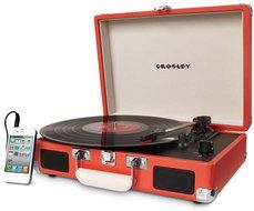 Crosley CR8005D-PI Cruiser Deluxe Portable 3-Speed Turntable with Bluetooth, Pink N59