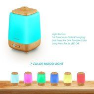 Homasy 200ml Aroma Essential Oil Diffuser, Wood Grain, Night Light with 7 Color LED Changing for Yoga Spa Home... N5