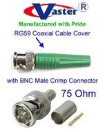 Vaster SKU B00001-PC-GN (5 Set) RG-59 BNC Male Crimp Connector with PVC Cover GREEN