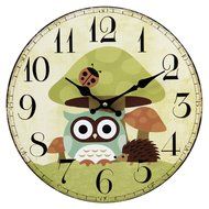 MuLuo Continental Round Wooden Home Clocks Wall Timepiece for Living room study bedroom yellow