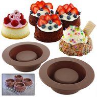 4 Brownie Bowl Mini Cake Molds Soft Silicone Novelty Round Dessert Baking Dishes &hearts; Mpst Sold Item N2