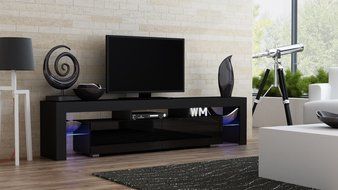 TV Stand MILANO 200 Black Body / Modern LED TV Cabinet / Living Room Furniture / Tv Cabinet fit for up to 90-inch... N7