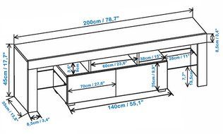 TV Stand MILANO 200 Black Body / Modern LED TV Cabinet / Living Room Furniture / Tv Cabinet fit for up to 90-inch... N8