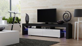 TV Stand MILANO 200 Black Body / Modern LED TV Cabinet / Living Room Furniture / Tv Cabinet fit for up to 90-inch... N9