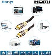 IBRA 22 Feet LUXURY GOLD High Speed Gold Plated HDMI v2.0/1.4a HDMI cable with Ethernet supports 3D, 4K, and Audio... N9