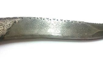 Hand made, Cretan , Damascus Knife, With Silver Carved, 180 Layers N7