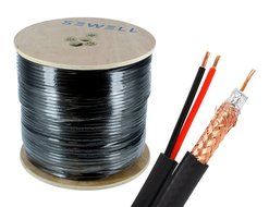 Sewell Direct SW-29989 Bulk RG59 and Power Siamese Cable PE Jacket, 500 Feet Spool, 18 AWG, for Outdoor Cable... N3
