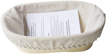 Bread Experience 9 Inch Oval Banneton Proofing Bread Basket, Cotton Liner, Instruction Card