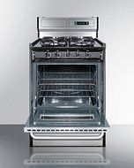 Summit TTM63027BKSW 24" wide gas range with sealed burners, stainless steel doors, and deluxe backguard; replaces...