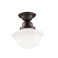 Hudson Valley Lighting Edison Collection 1-Light Semi Flush - Old Bronze Finish with Opal Glossy Glass Shade by...