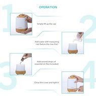 Scenic 200ml Aroma Essential Oil Diffuser in Wood Grain with 7 Color LED Lights Changing for Spa Home Office N6